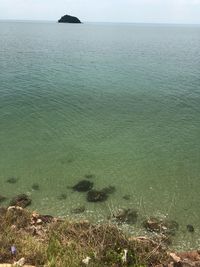 High angle view of beach against sky