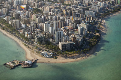 High angle view of buildings in city