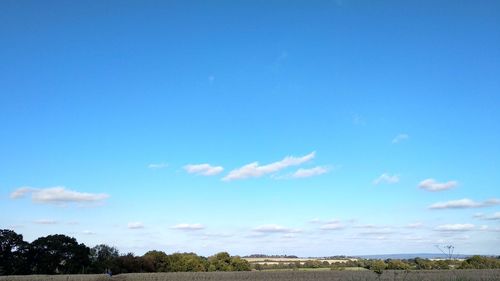 Scenic view of field against blue sky