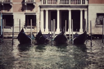 Gondolas waiting in venice