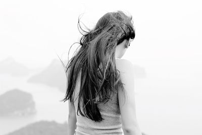 Young woman in hair