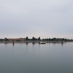 Scenic view of river against sky during sunset