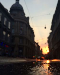 View of city at sunset