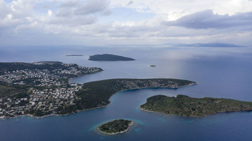 Aerial view of sea against sky