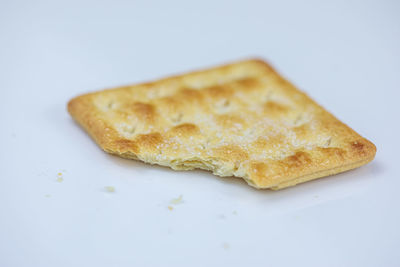 High angle view of bread on white background