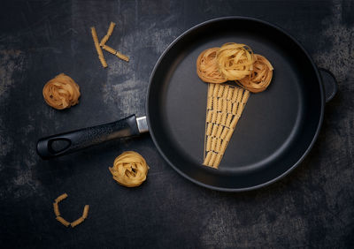 High angle view of cookies on table