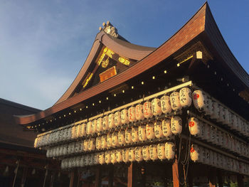 Low angle view of pagoda against sky