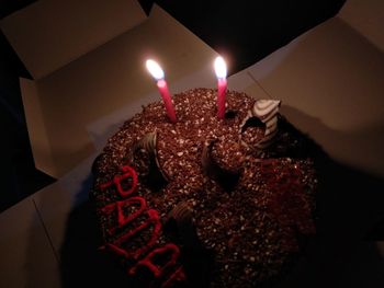 High angle view of cake on table