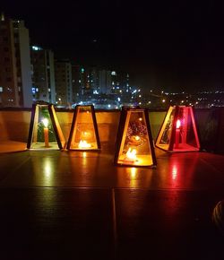 Illuminated modern building in city at night