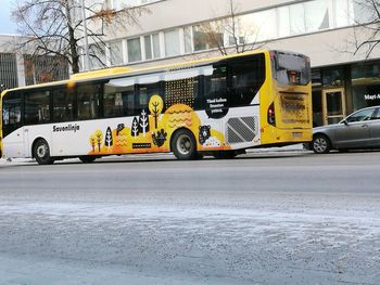 Yellow cart on road