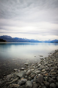 Scenic view of lake against sky