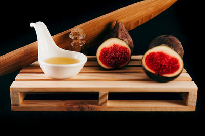 High angle view of fruits on table