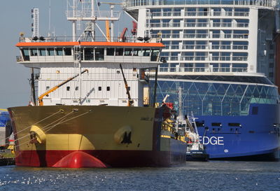 View of ship moored at harbor