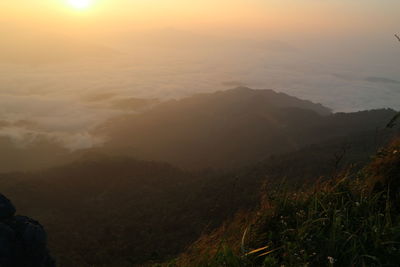 Beautiful landscape in the mountains at sunrise, traveling concept background.