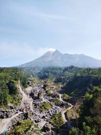 Scenic view of merapi volcano