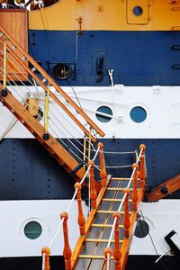 Ladder on ship moored at harbor