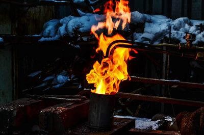 Close-up of bonfire at night