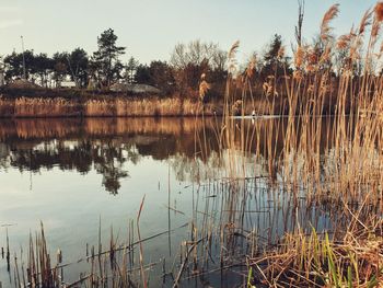 Scenic view of lake against sky