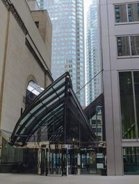 Low angle view of modern buildings against sky