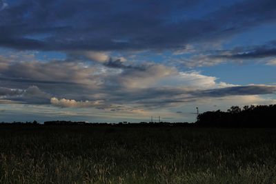 Scenic view of field against sky during sunset