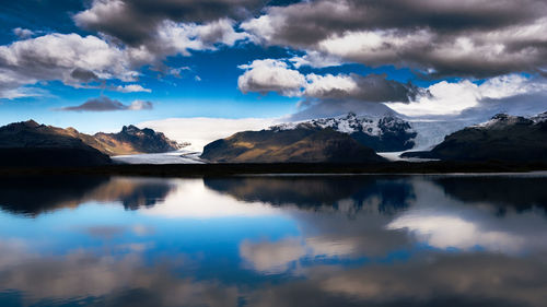 Scenic view of lake against sky