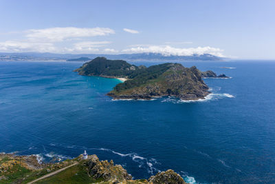 High angle view of sea against sky