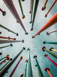 High angle view of colored pencils