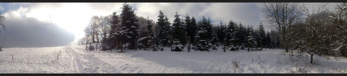 Scenic view of snow covered mountains against sky