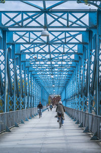 The blue bridge over river gudenaa, randers, denmark