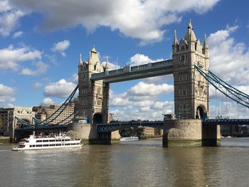 Low angle view of suspension bridge