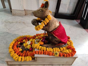 High angle view of stuffed toy on floor