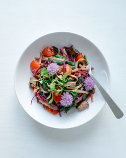 High angle view of food in plate