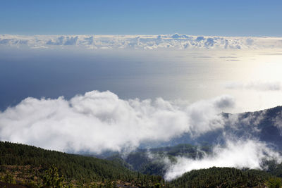 Clouds covering el teide national park
