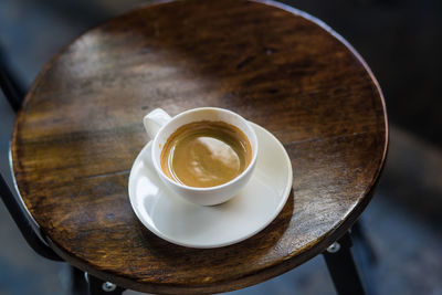 High angle view of coffee on table