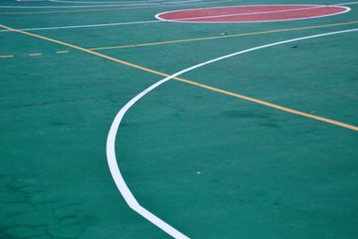 High angle view of basketball court