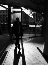 Woman walking in city