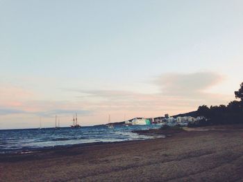 Scenic view of sea at sunset