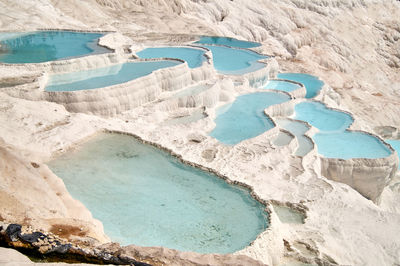 High angle view of snow covered landscape