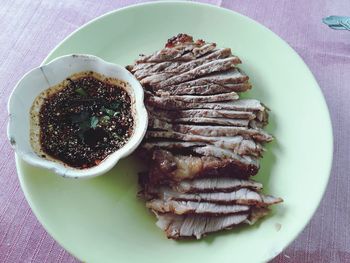 High angle view of meal served in plate