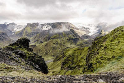 Scenic view of mountains against sky