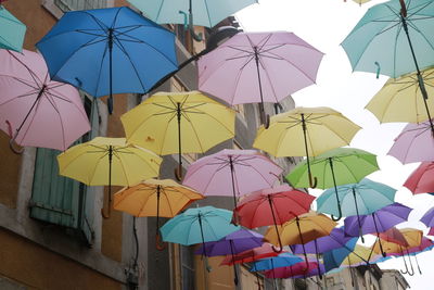 Low angle view of umbrellas on umbrella