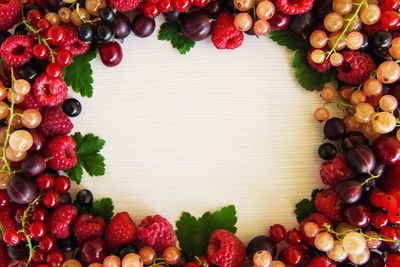 High angle view of fruits on table