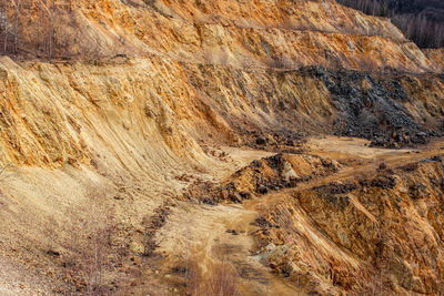 Old abandoned copper and gold surface mine in apuseni mountains, romania