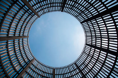 Low angle view of skylight in building