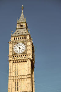 Low angle view of clock tower against sky