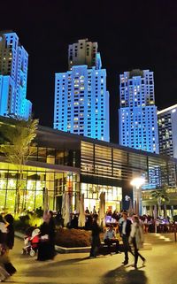 View of illuminated city at night