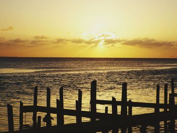 Scenic view of sunset over sea