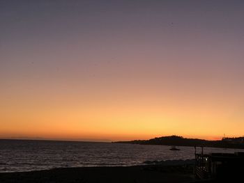 Scenic view of sea against clear sky during sunset