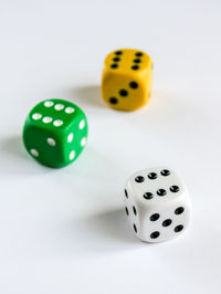 Close-up of coins on white background