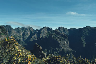 Scenic view of mountains against sky